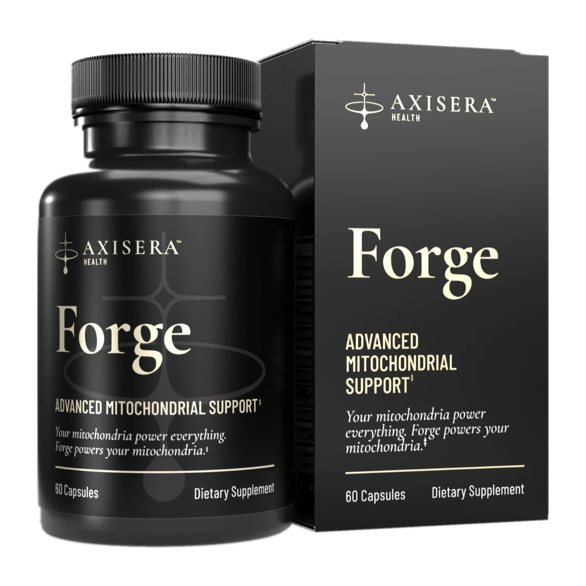 Axisera Forge bottle and box — advanced mitochondrial support supplement, 60 capsules
