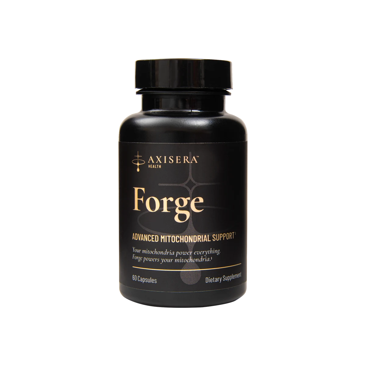 Axisera Forge bottle, front label, 60 capsules